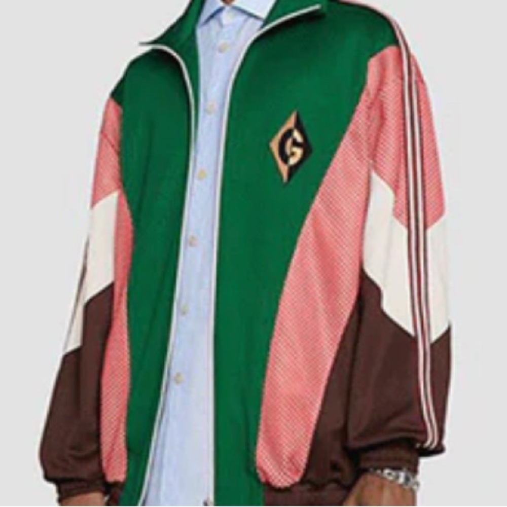 Gucci green g rhombus Patch zip jacket